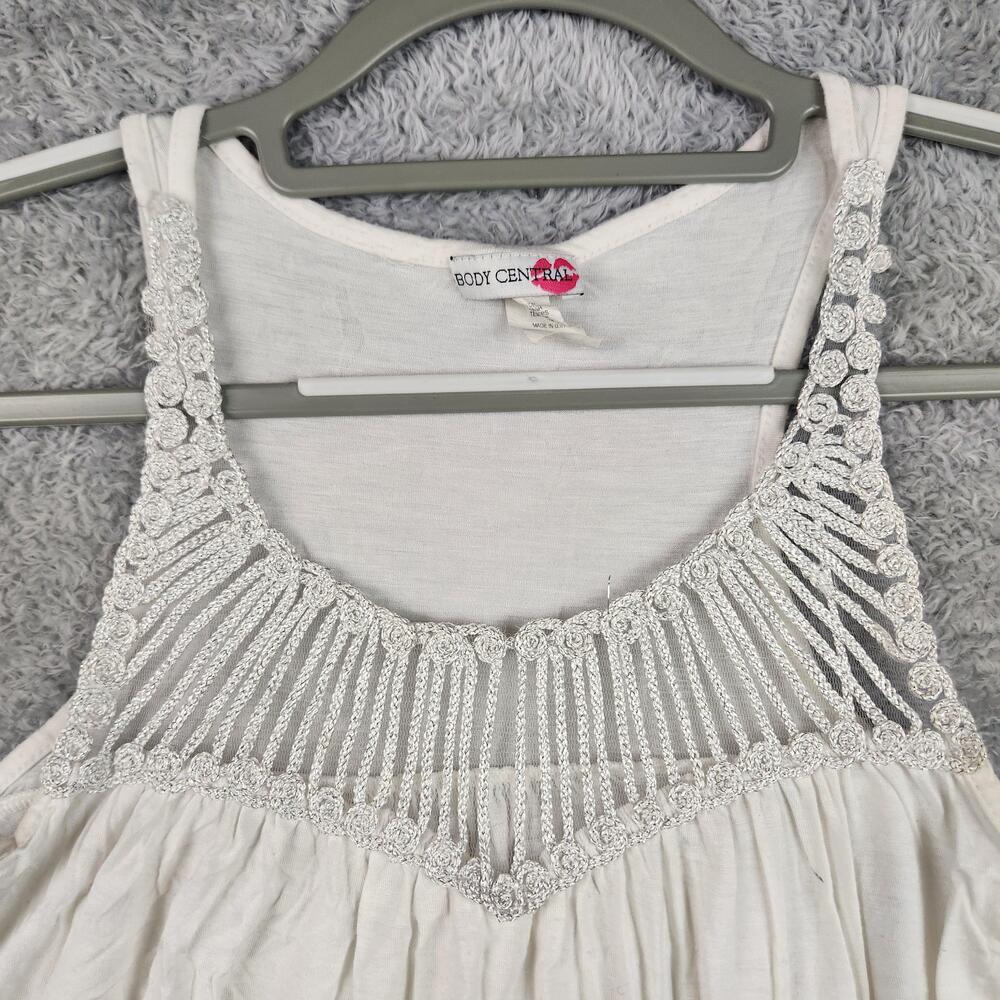 Vintage Body Central Tank Top Womens Medium White Crochet Rayon Camisole Shiny